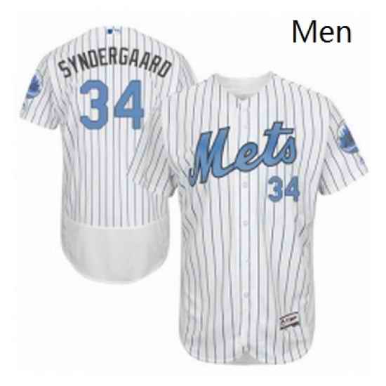 Mens Majestic New York Mets 34 Noah Syndergaard Authentic White 2016 Fathers Day Fashion Flex Base MLB Jersey